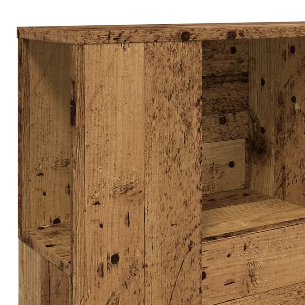 vidaXL Cabecero armario madera ingeniería envejecida 120x19x104,5 cm Madera antigua Discount