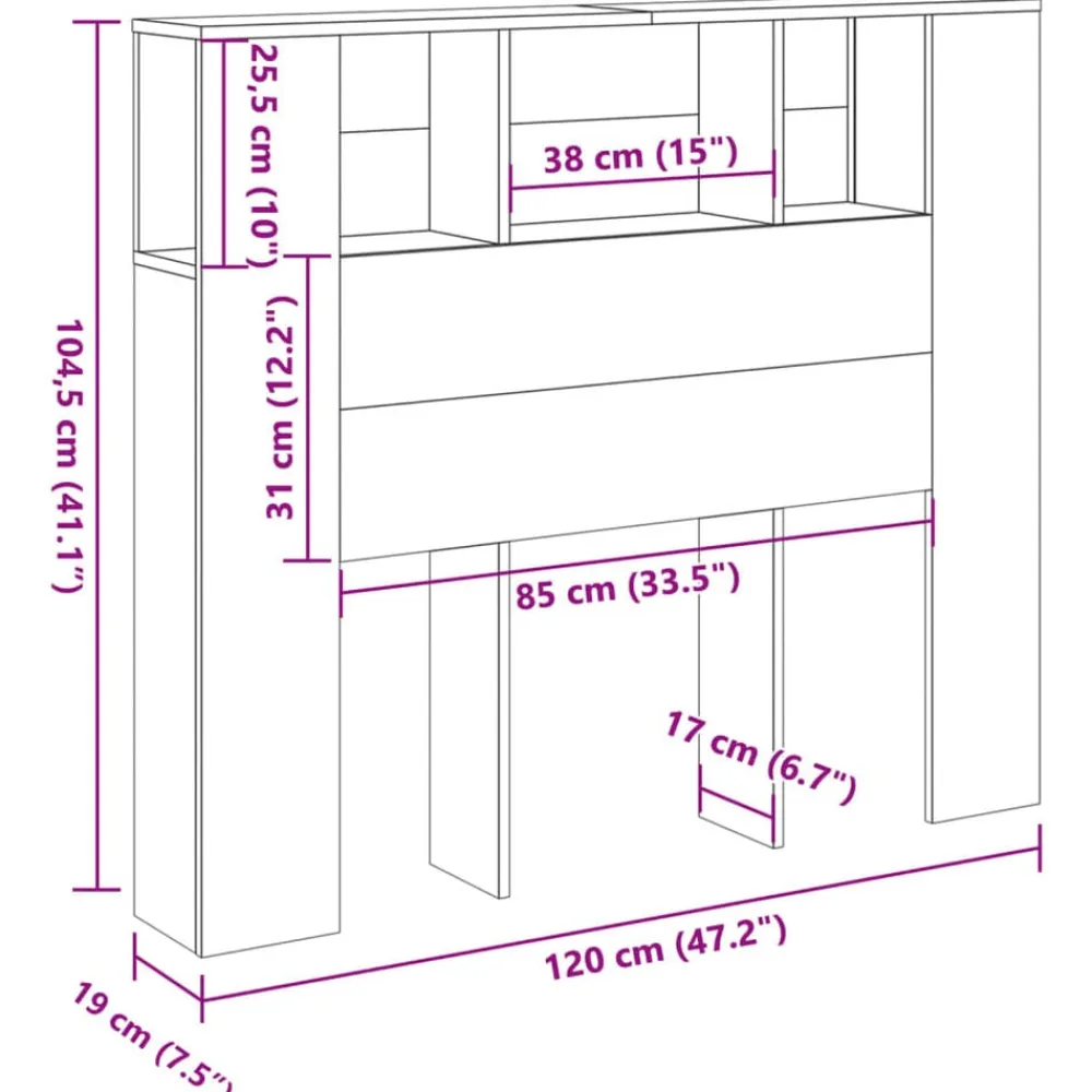 vidaXL Cabecero armario madera ingeniería envejecida 120x19x104,5 cm Madera antigua Discount