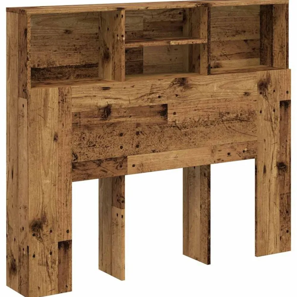 vidaXL Cabecero armario madera ingeniería envejecida 120x19x103,5 cm Madera envejecida New