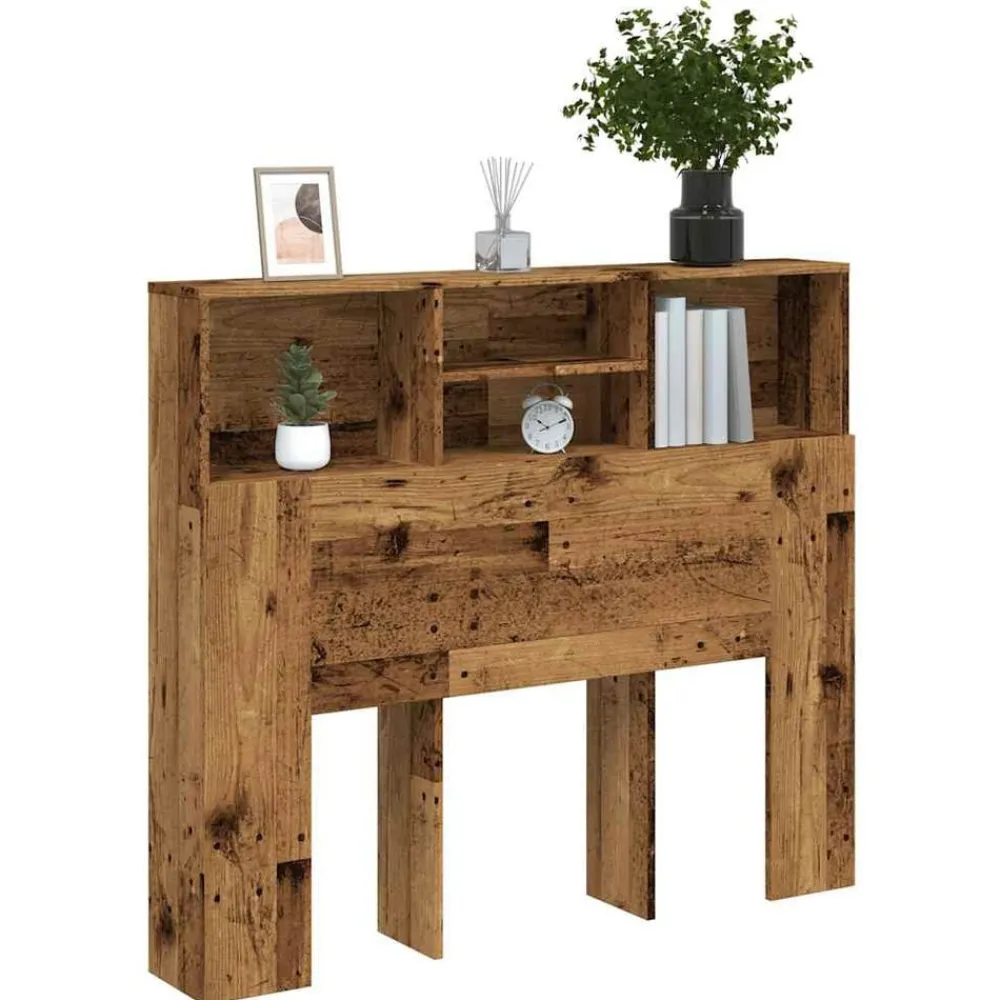 vidaXL Cabecero armario madera ingeniería envejecida 120x19x103,5 cm Madera envejecida New