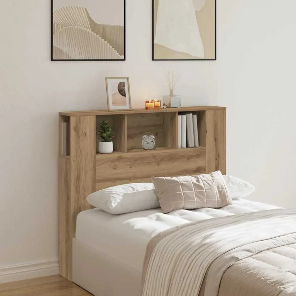 vidaXL Cabecero armario madera ingeniería 120x19x104,5cm Roble artisan Outlet