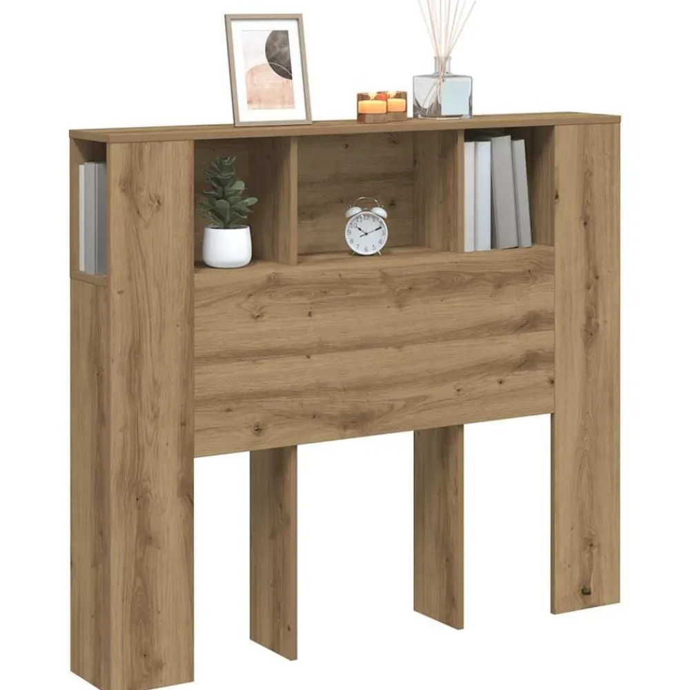vidaXL Cabecero armario madera ingeniería 120x19x104,5cm Roble artisan Outlet