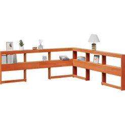 vidaXL Camas Y Accesorios-Cabecero cama estantería forma L marrón encerado 200 cm