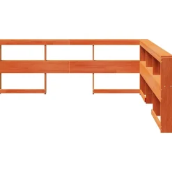 vidaXL Camas Y Accesorios-Cabecero cama estantería forma L marrón encerado 200 cm