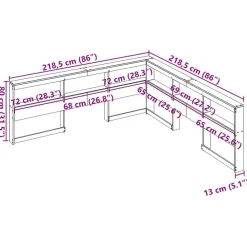 vidaXL Camas Y Accesorios-Cabecero cama estantería forma L marrón encerado 200 cm
