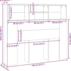 vidaXL Camas Y Accesorios-Cabecero con armario 120 x 19 x 103,5 cm