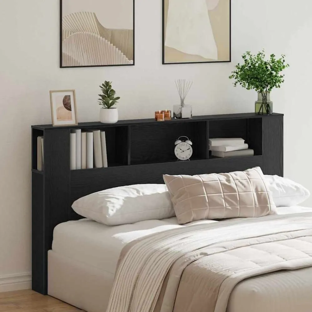 vidaXL Cabecero con armario 180 x 18,5 x 102,5 cm Roble negro New
