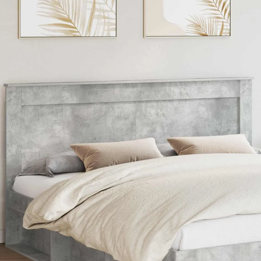 vidaXL Camas Y Accesorios-Cabecero con cabecera Gris Concreto 200 cm Madera contrachapada