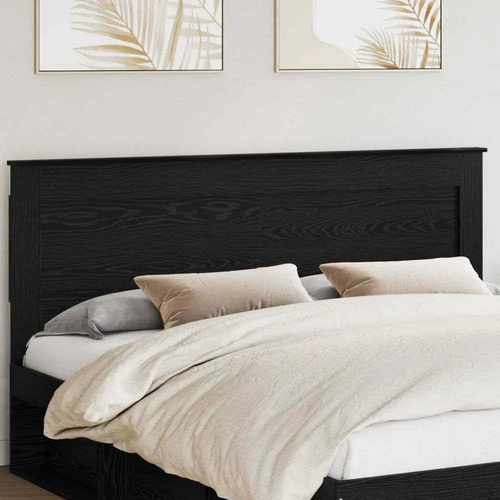 vidaXL Cabecero con cabecera 200 cm Madera contrachapada Roble negro