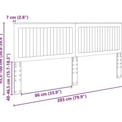 vidaXL Cabecero con cabecera 200 cm Madera contrachapada White Hot