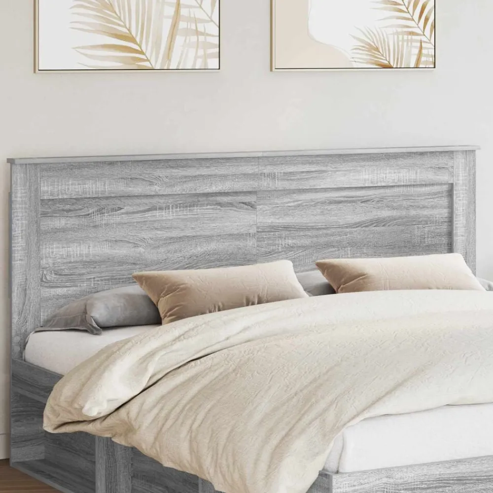 vidaXL Cabecero con cabecera 200 cm Madera contrachapada Gris sonoma Clearance