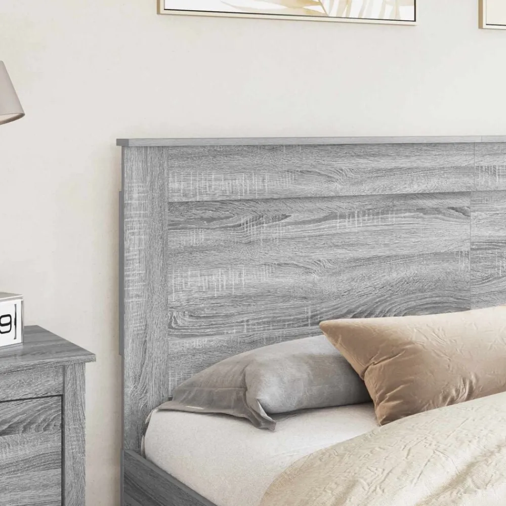 vidaXL Cabecero con cabecera 200 cm Madera contrachapada Gris sonoma Clearance