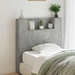 vidaXL Camas Y Accesorios-Cabecero con estante Gris Concreto 100 x 16,5 x 103,5 cm