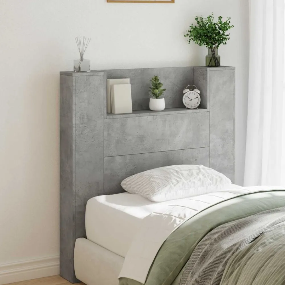 vidaXL Camas Y Accesorios-Cabecero con estante Gris Concreto 100 x 16,5 x 103,5 cm