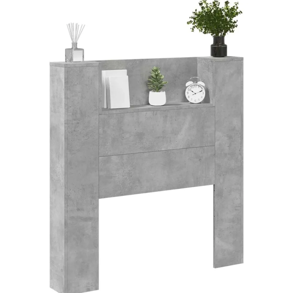 vidaXL Camas Y Accesorios-Cabecero con estante Gris Concreto 100 x 16,5 x 103,5 cm