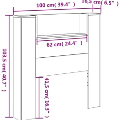 vidaXL Cabecero con estante Roble Marrón 100 x 16,5 x 103,5 cm Marr&oacute;n roble Clearance