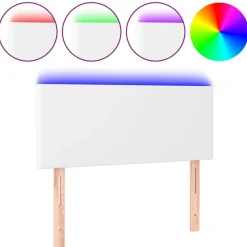 vidaXL Cabecero con LED cuero sintético 80x5x78/88 cm Blanco Clearance