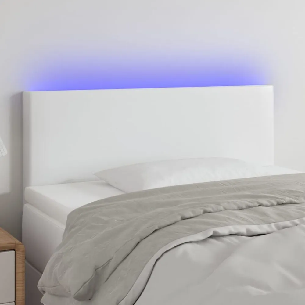 vidaXL Cabecero con LED cuero sintético 80x5x78/88 cm Blanco Clearance