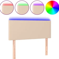 vidaXL Cabecero con LED cuero sintético color 80x5x78/88 cm Capuchino Clearance