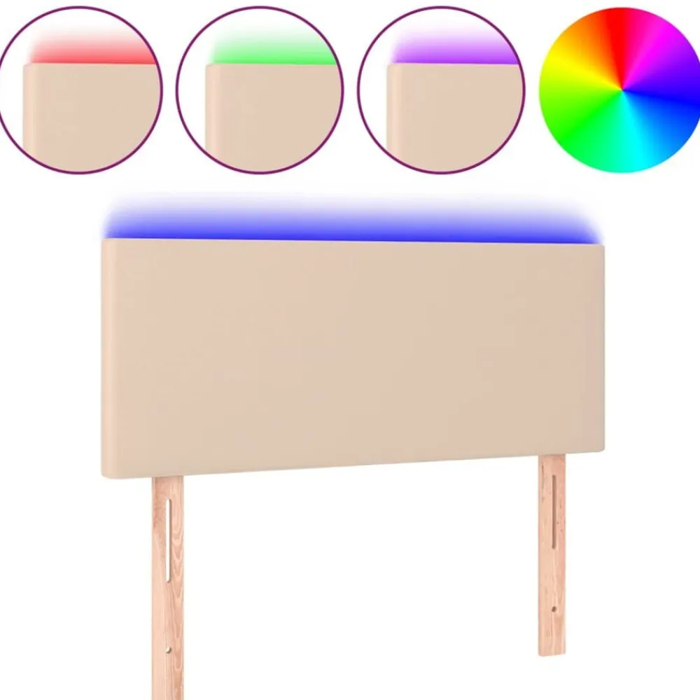 vidaXL Cabecero con LED cuero sintético color 80x5x78/88 cm Capuchino Clearance