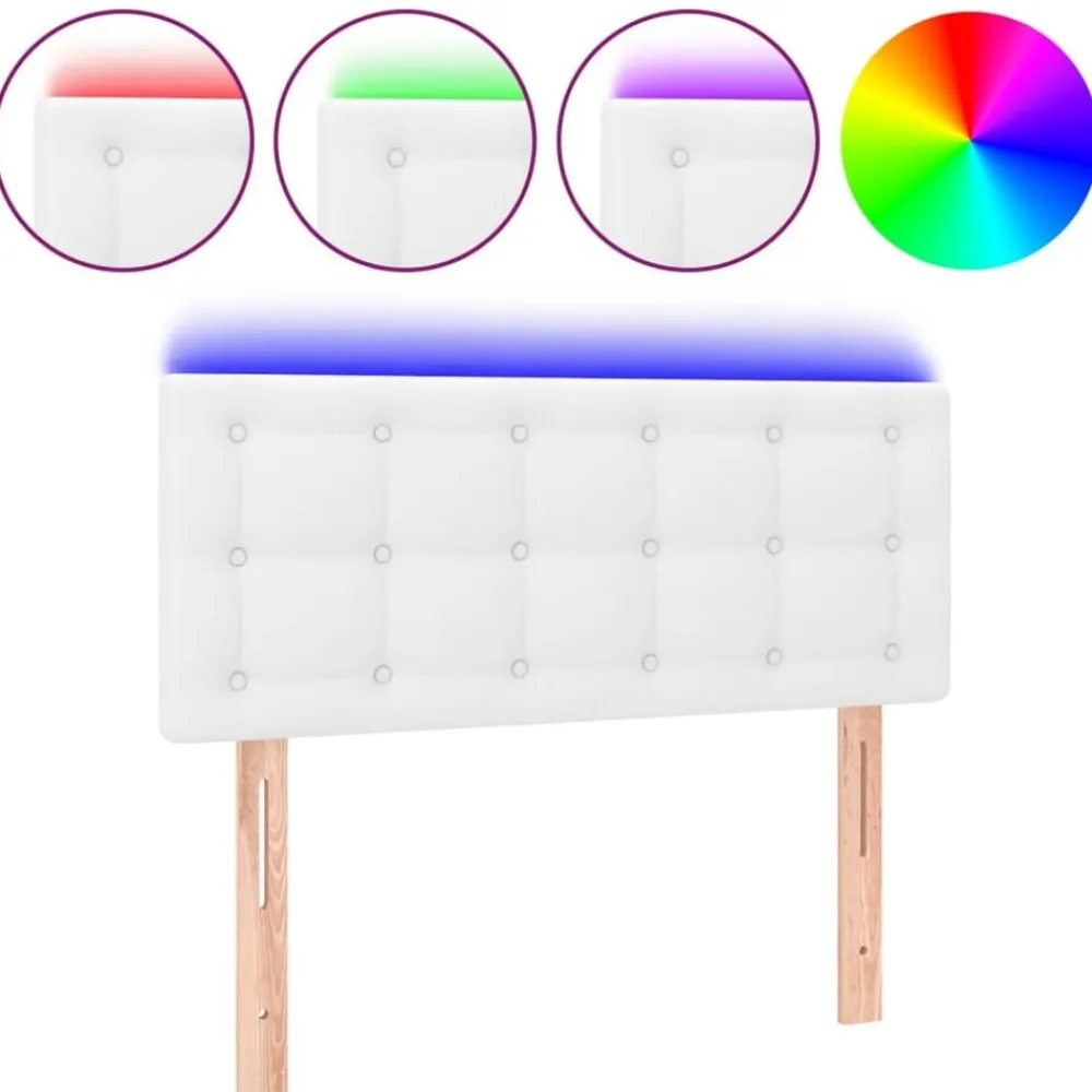 vidaXL Cabecero con LED cuero sintético 80x5x78/88 cm Blanco