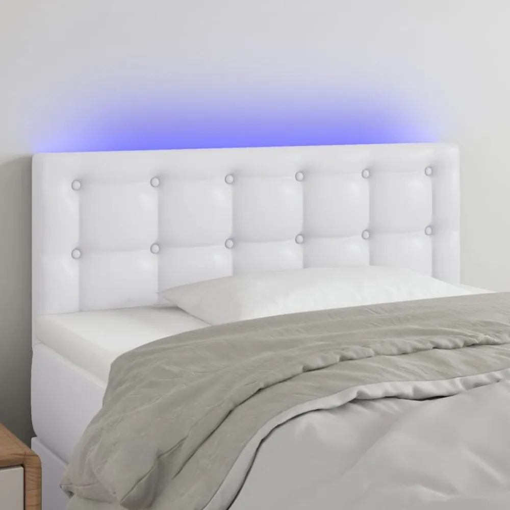 vidaXL Cabecero con LED cuero sintético 80x5x78/88 cm Blanco