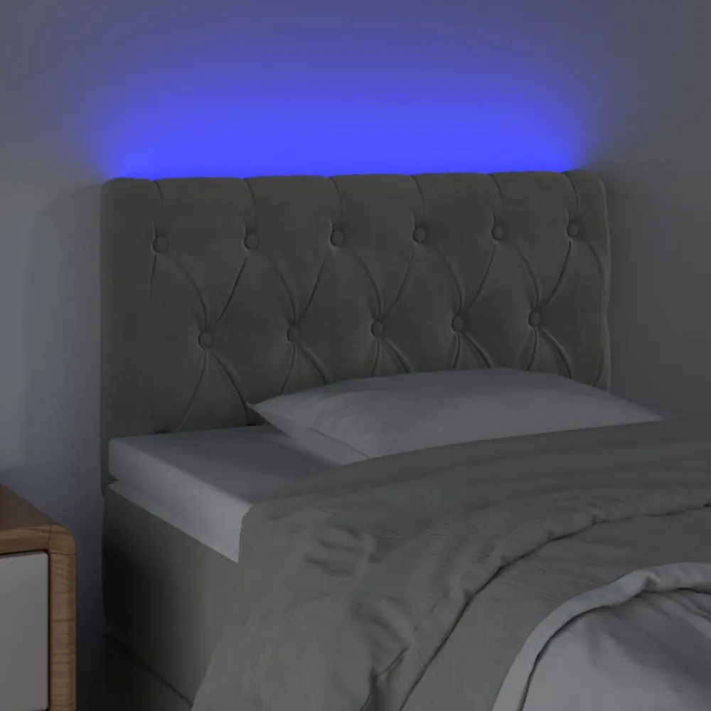 vidaXL Cabecero con LED de terciopelo 80x7x78/88 cm Gris claro Sale