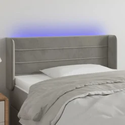vidaXL Cabecero con LED de terciopelo 83x16x78/88 cm Gris claro Discount