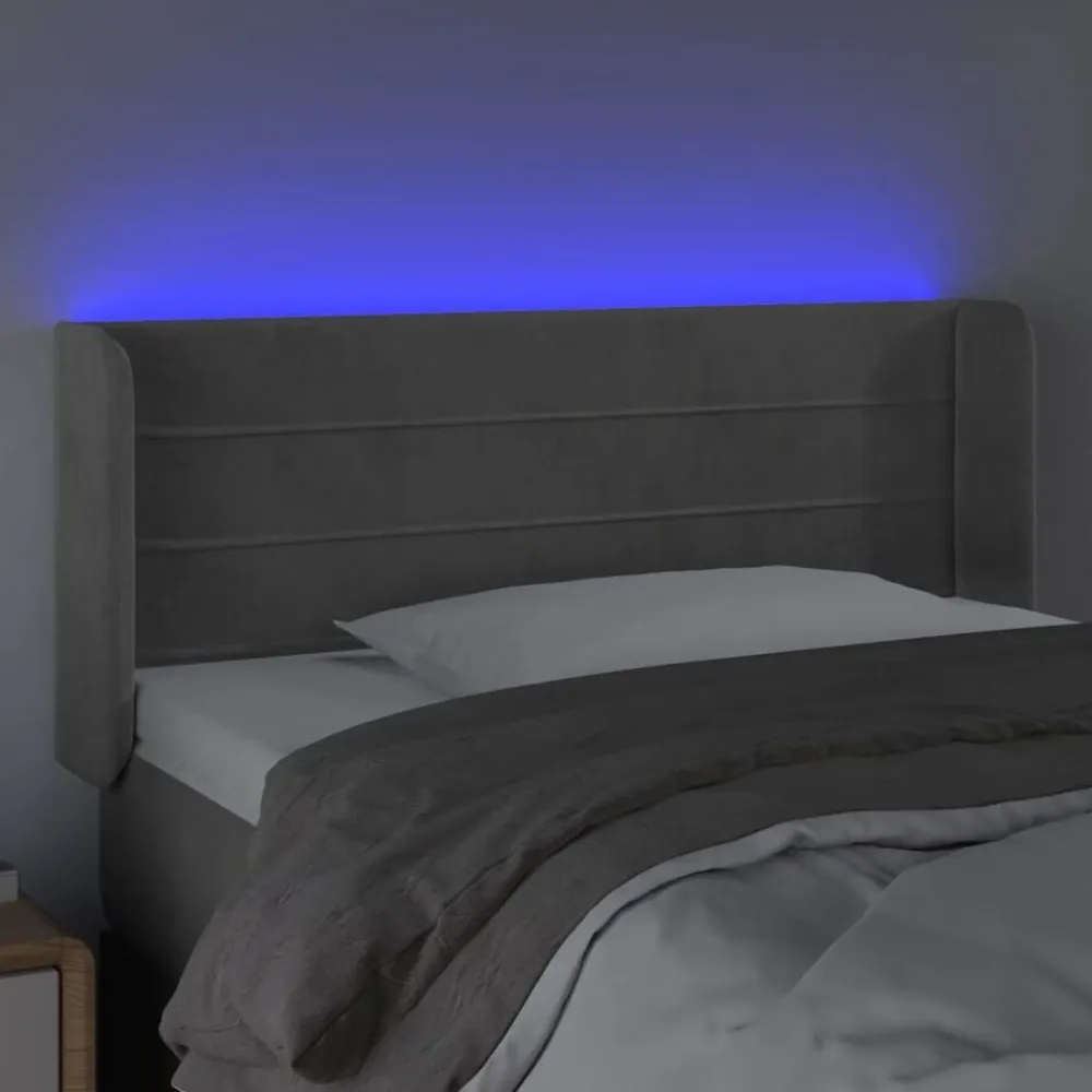 vidaXL Cabecero con LED de terciopelo 83x16x78/88 cm Gris claro Discount