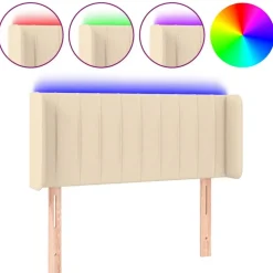vidaXL Cabecero con LED de tela 83x16x78/88 cm Crema Discount