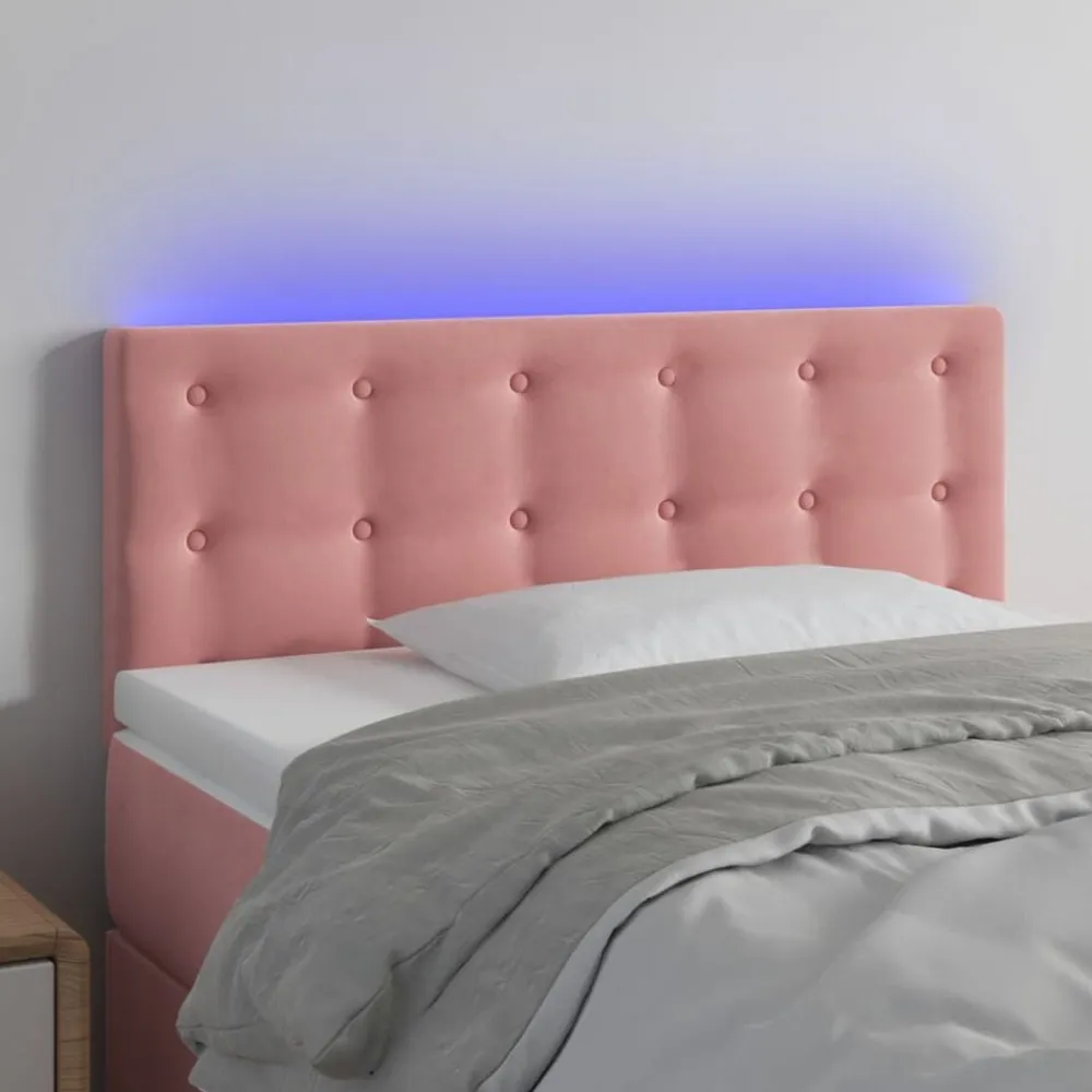 vidaXL Cabecero con LED de terciopelo 80x5x78/88 cm Rosa Clearance