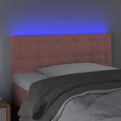vidaXL Cabecero con LED de terciopelo 80x5x78/88 cm Rosa Clearance