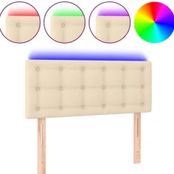 vidaXL Cabecero con LED de tela color 80x5x78/88 cm Crema Outlet