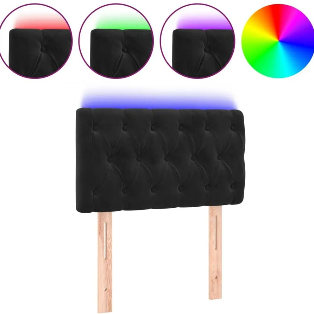 vidaXL Cabecero con LED de terciopelo 80x7x78/88 cm Negro