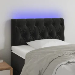 vidaXL Cabecero con LED de terciopelo 80x7x78/88 cm Negro
