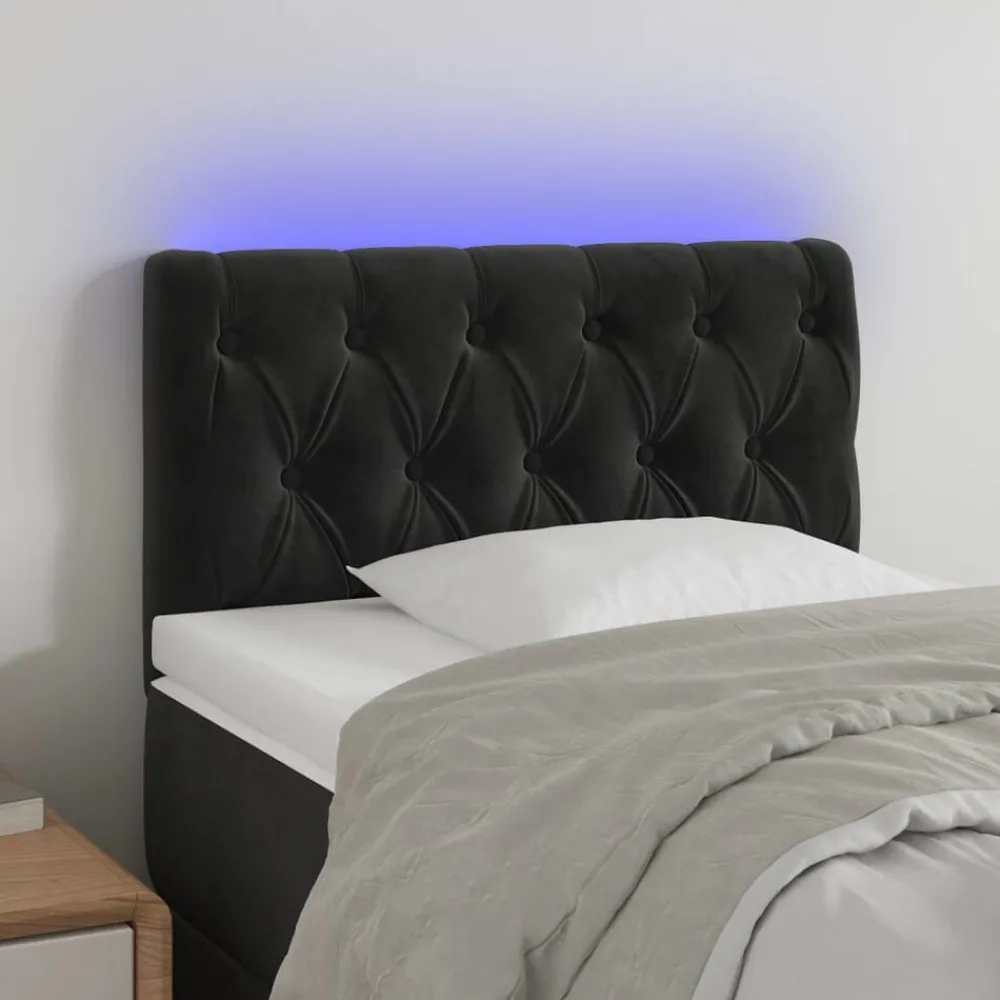 vidaXL Cabecero con LED de terciopelo 80x7x78/88 cm Negro