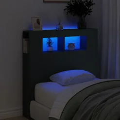 vidaXL Cabecero con LED madera de ingeniería 100x18,5x103,5 cm Negro Outlet