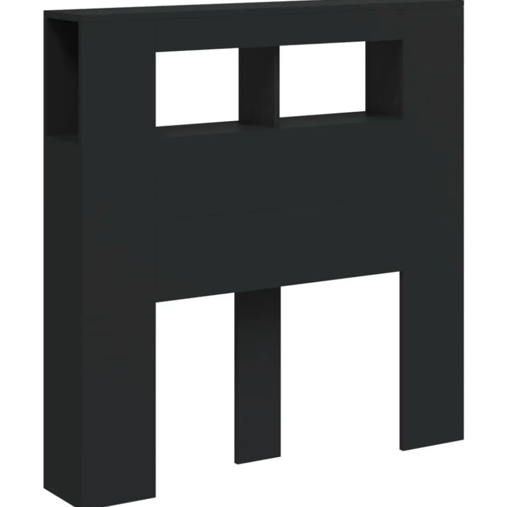 vidaXL Cabecero con LED madera de ingeniería 100x18,5x103,5 cm Negro Outlet