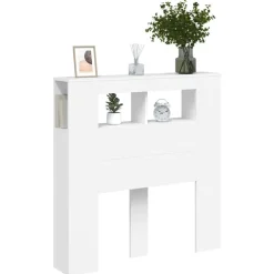 vidaXL Cabecero con LED madera de ingeniería 100x18,5x103,5 cm Blanco Discount