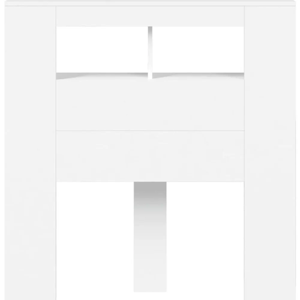 vidaXL Cabecero con LED madera de ingeniería 100x18,5x103,5 cm Blanco Discount