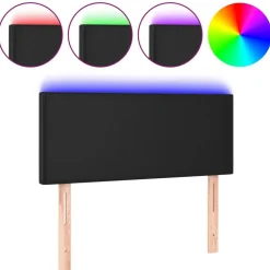 vidaXL Cabecero con luces LED cuero sintético 80x5x78/88 cm Negro Discount