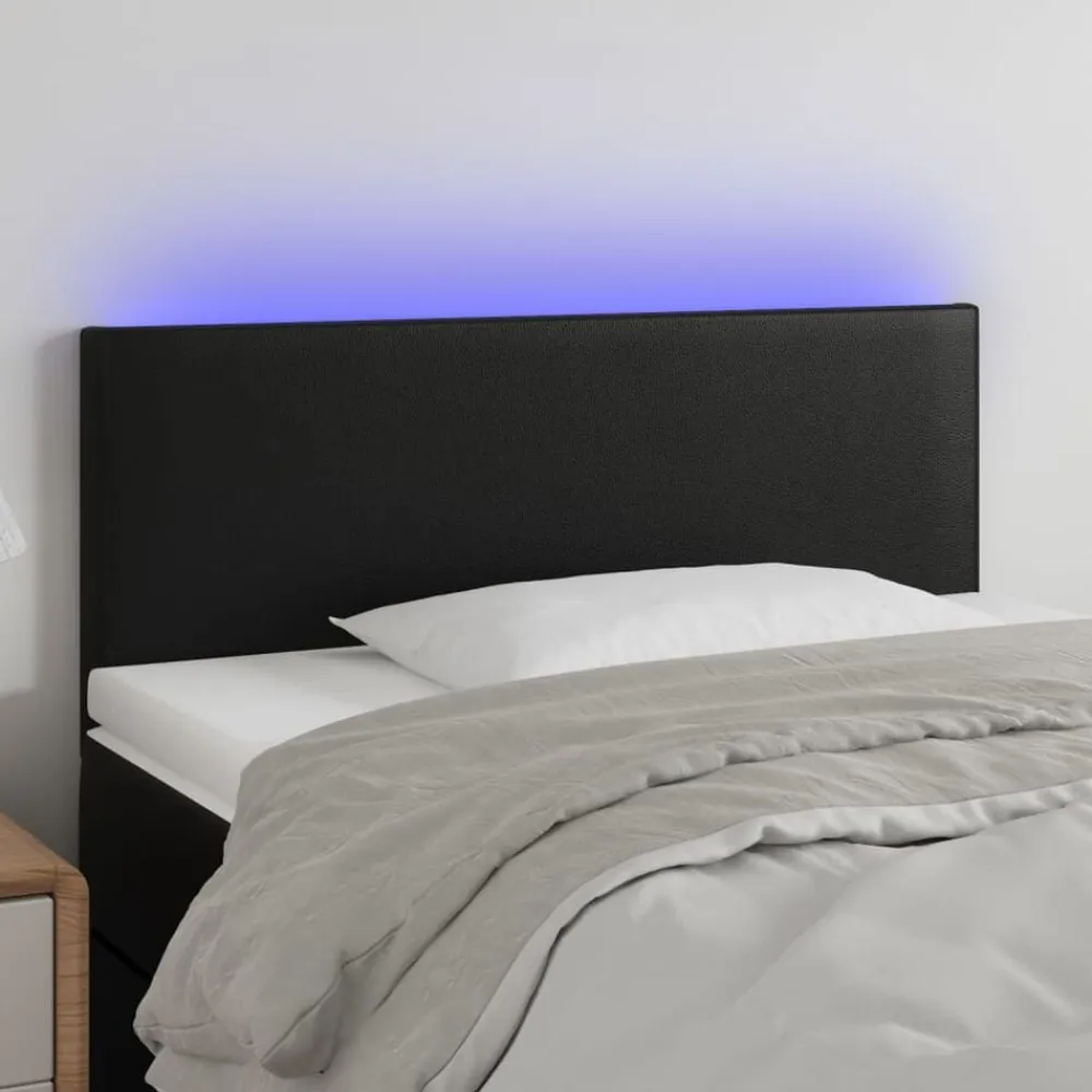vidaXL Cabecero con luces LED cuero sintético 80x5x78/88 cm Negro Discount