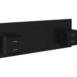 vidaXL Cabecero con Mueble 3 pcs Madera de ingeniería Roble negro New