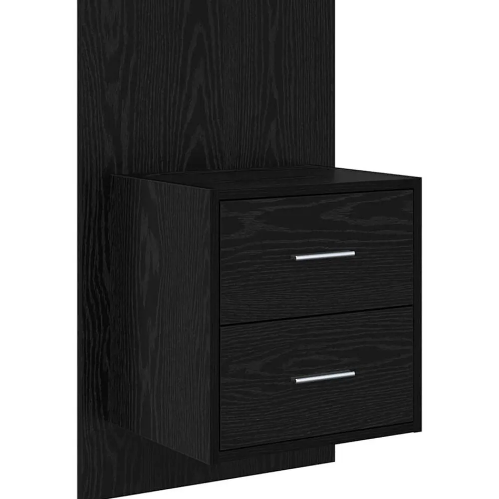 vidaXL Cabecero con Mueble 3 pcs Madera de ingeniería Roble negro New