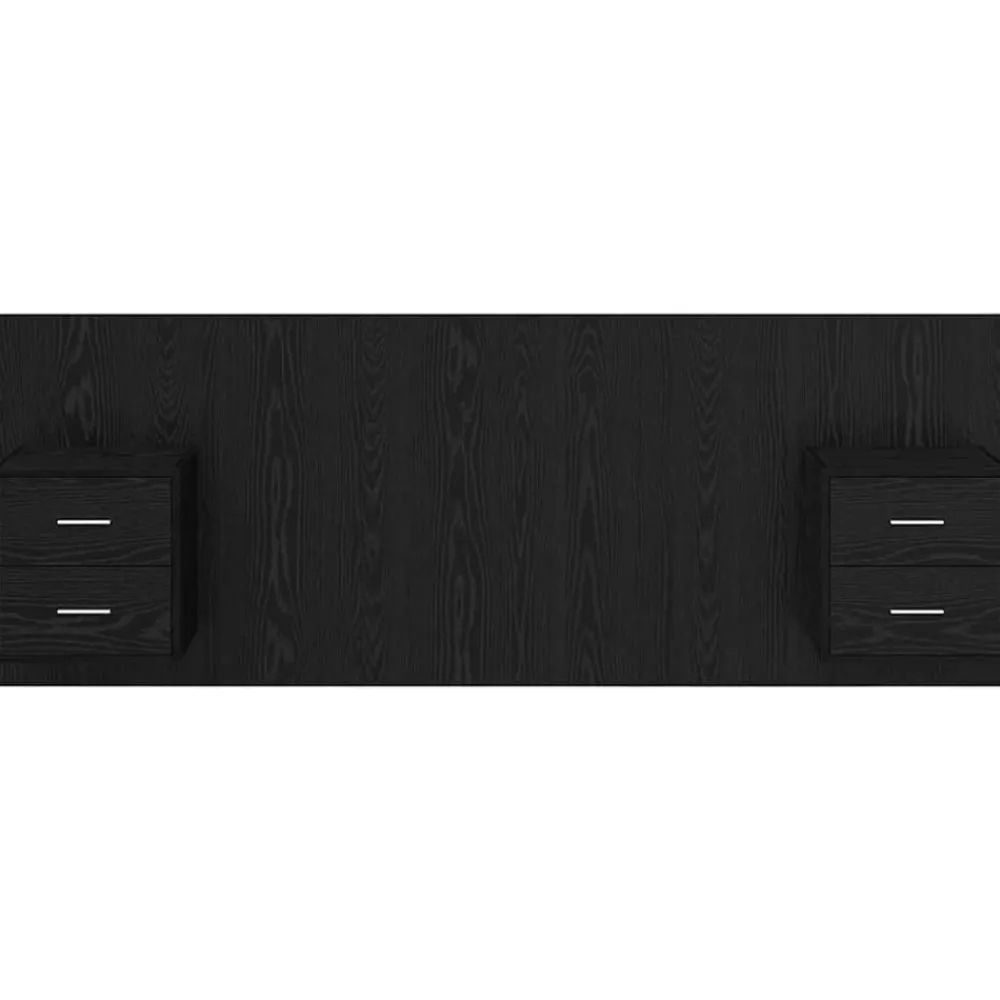 vidaXL Cabecero con Mueble 3 pcs Madera de ingeniería Roble negro New