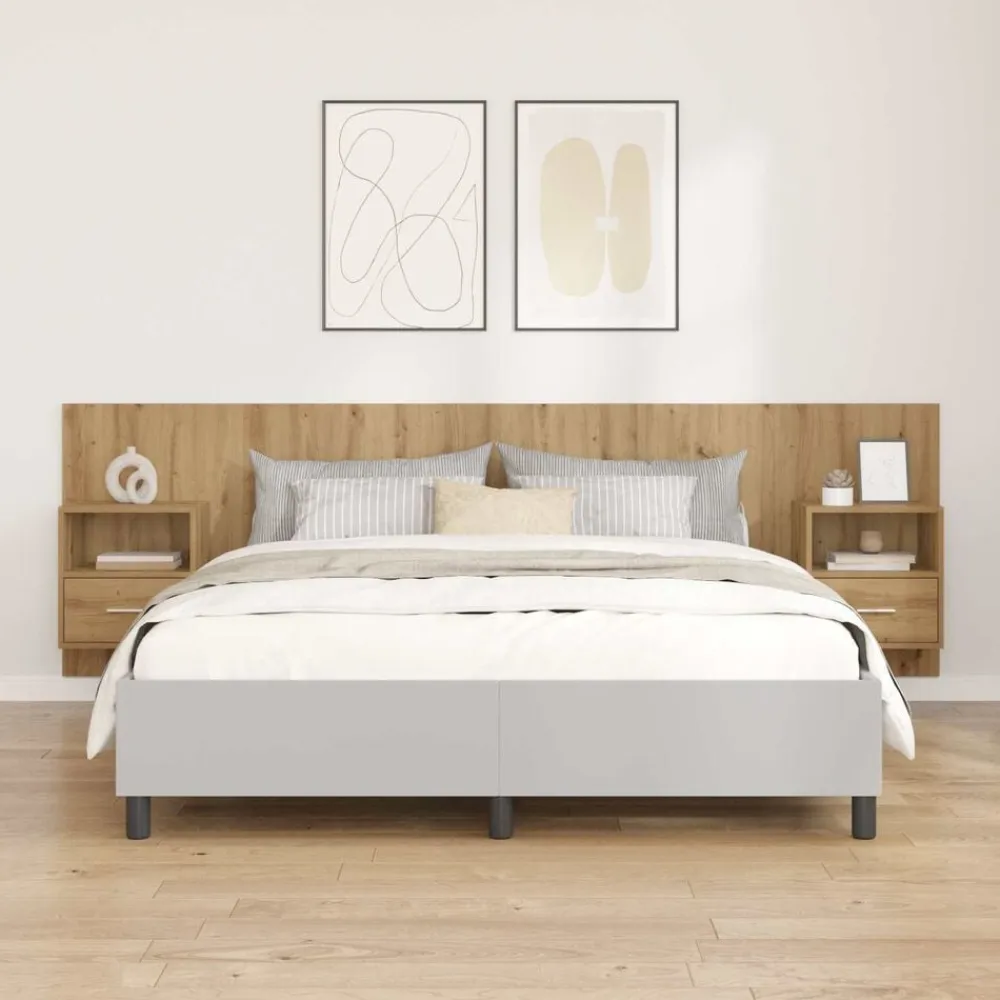 vidaXL Cabecero con Mueble 3 pcs Roble artesanal Madera de ingeniería Roble artisan