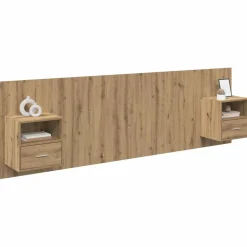 vidaXL Cabecero con Mueble 3 pcs Roble artesanal Madera de ingeniería Roble artisan
