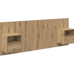 vidaXL Cabecero con Mueble 3 pcs Roble artesanal Madera de ingeniería Roble artisan Discount