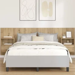 vidaXL Cabecero con Mueble 3 pcs Roble artesanal Madera de ingeniería Roble artisan Discount