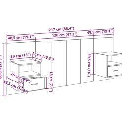 vidaXL Cabecero con Mueble 3 pcs Roble artesanal Madera de ingeniería Roble artisan Discount